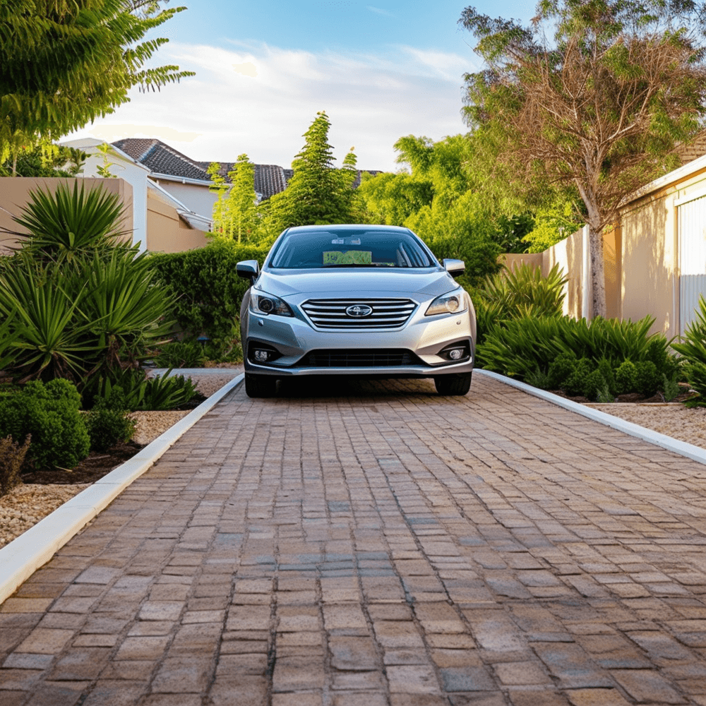 pavers with oil stains